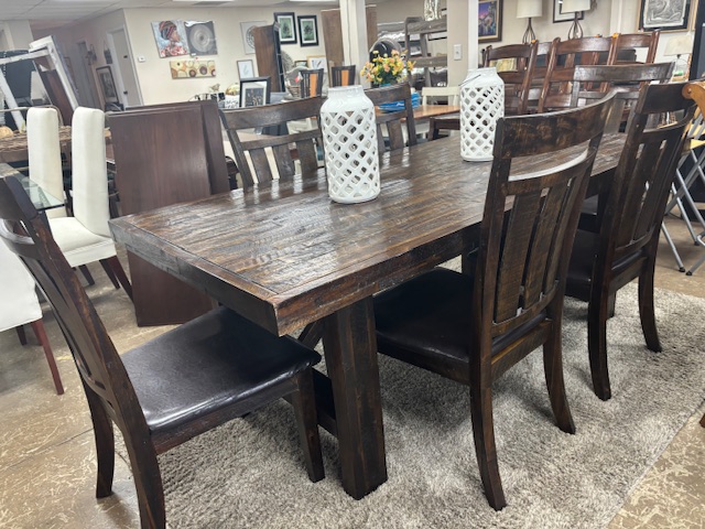 Rustic Dining Table Set with 6 Chairs / Plank Top – U7G3AE – $700 for ...